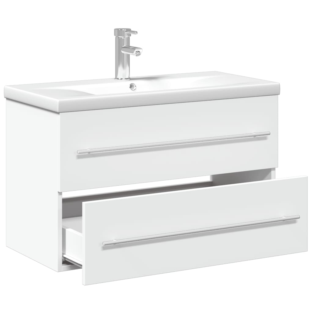 Bathroom Sink Cabinet with Built-in Basin White