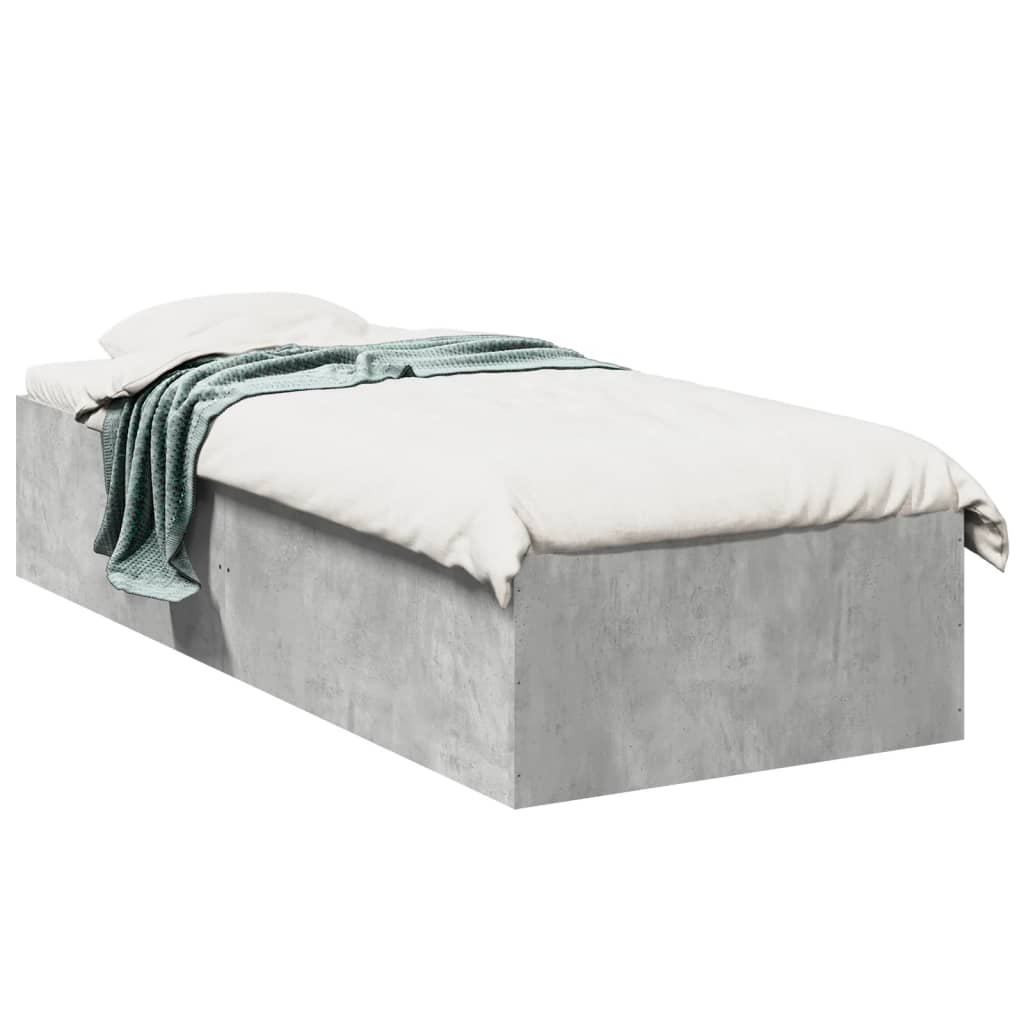 Bed Frame without Mattress Concrete Grey 75x190 cm Small Single