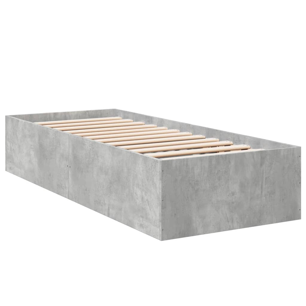 Bed Frame without Mattress Concrete Grey 75x190 cm Small Single