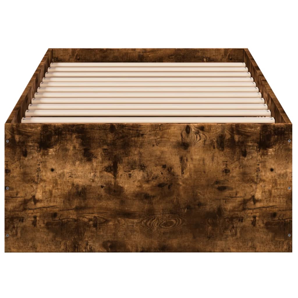 Bed Frame without Mattress Smoked Oak 75x190 cm Small Single Engineered Wood