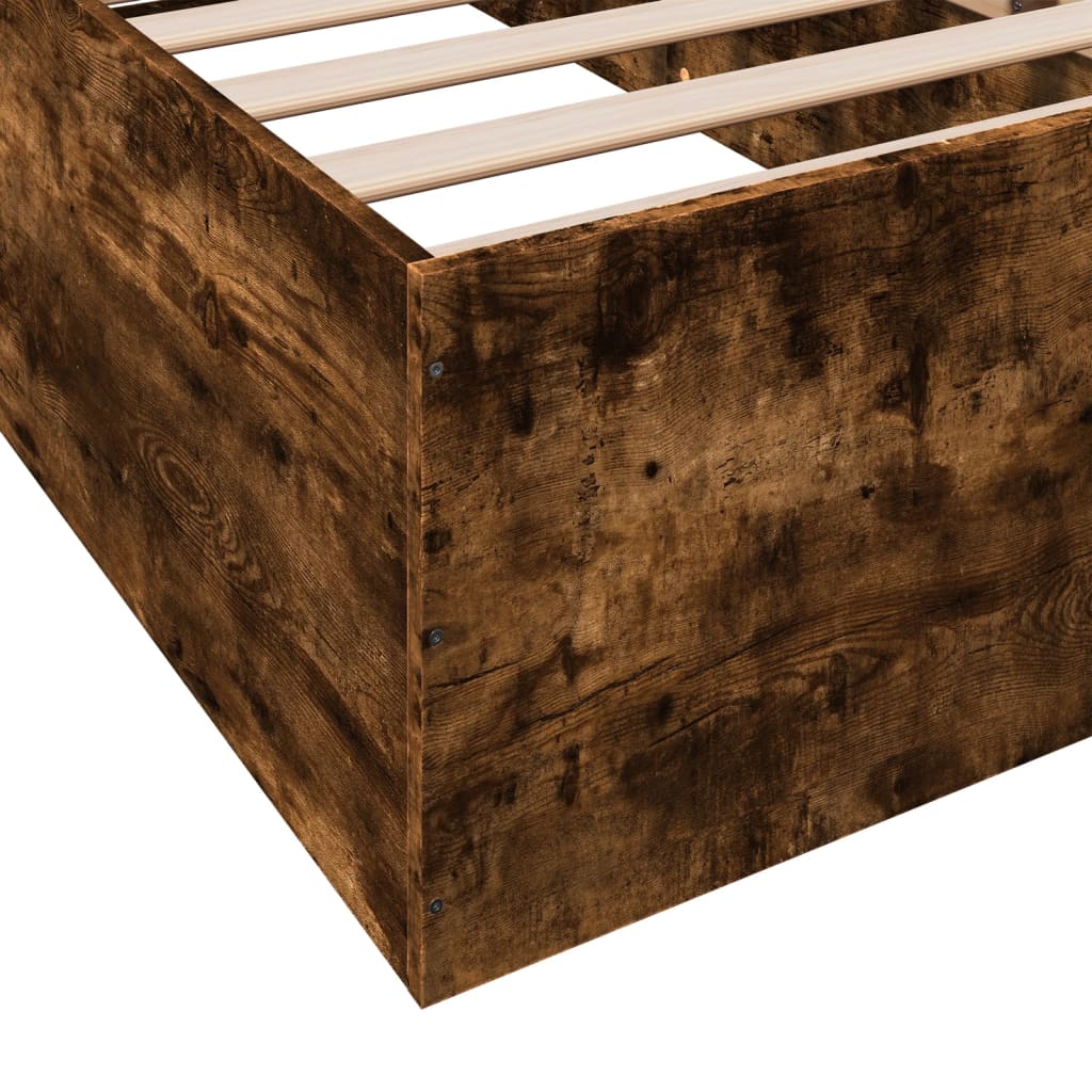 Bed Frame without Mattress Smoked Oak 75x190 cm Small Single Engineered Wood