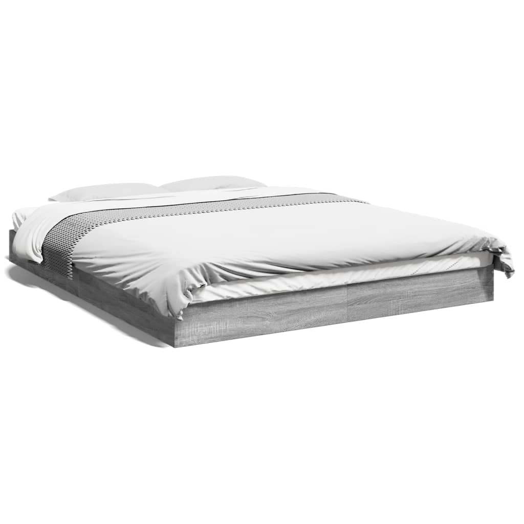 Bed Frame without Mattress Grey Sonoma 150x200 cm King Size Engineered Wood