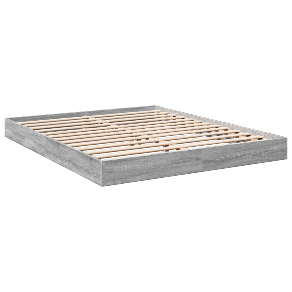 Bed Frame without Mattress Grey Sonoma 150x200 cm King Size Engineered Wood