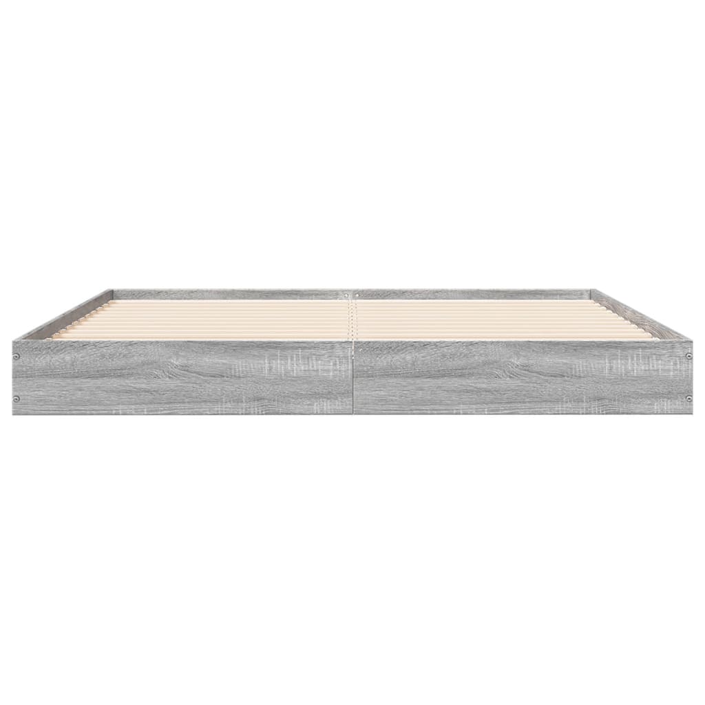 Bed Frame without Mattress Grey Sonoma 150x200 cm King Size Engineered Wood
