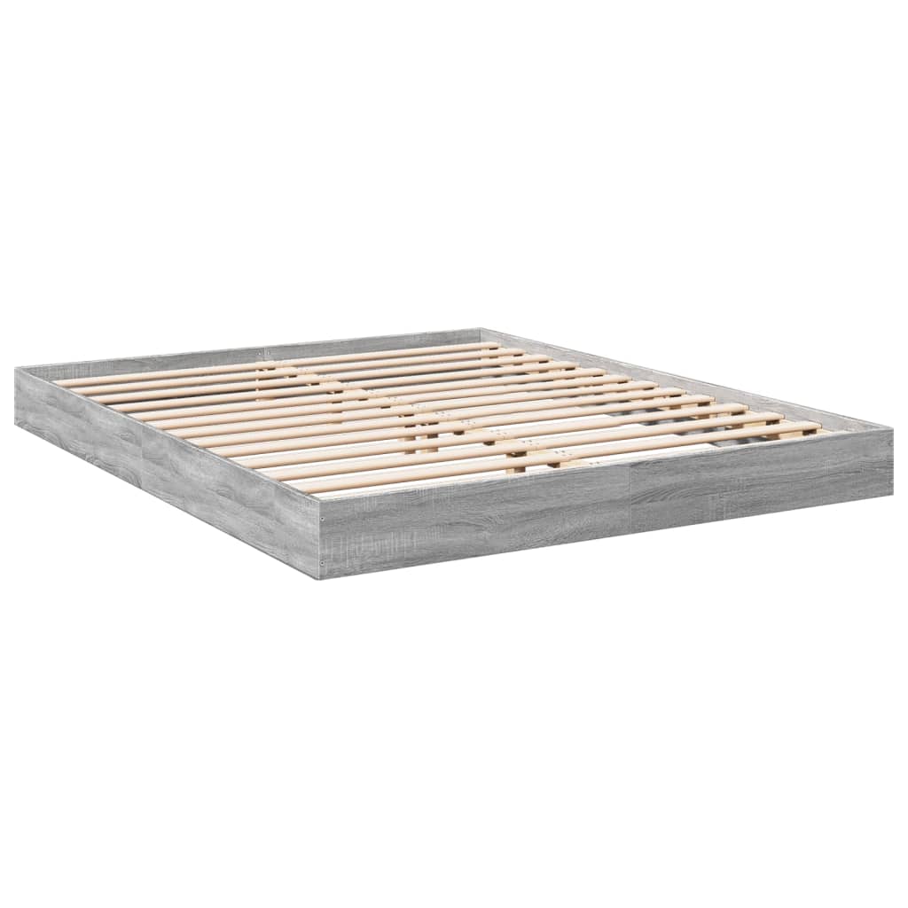 Bed Frame without Mattress Grey Sonoma 150x200 cm King Size Engineered Wood