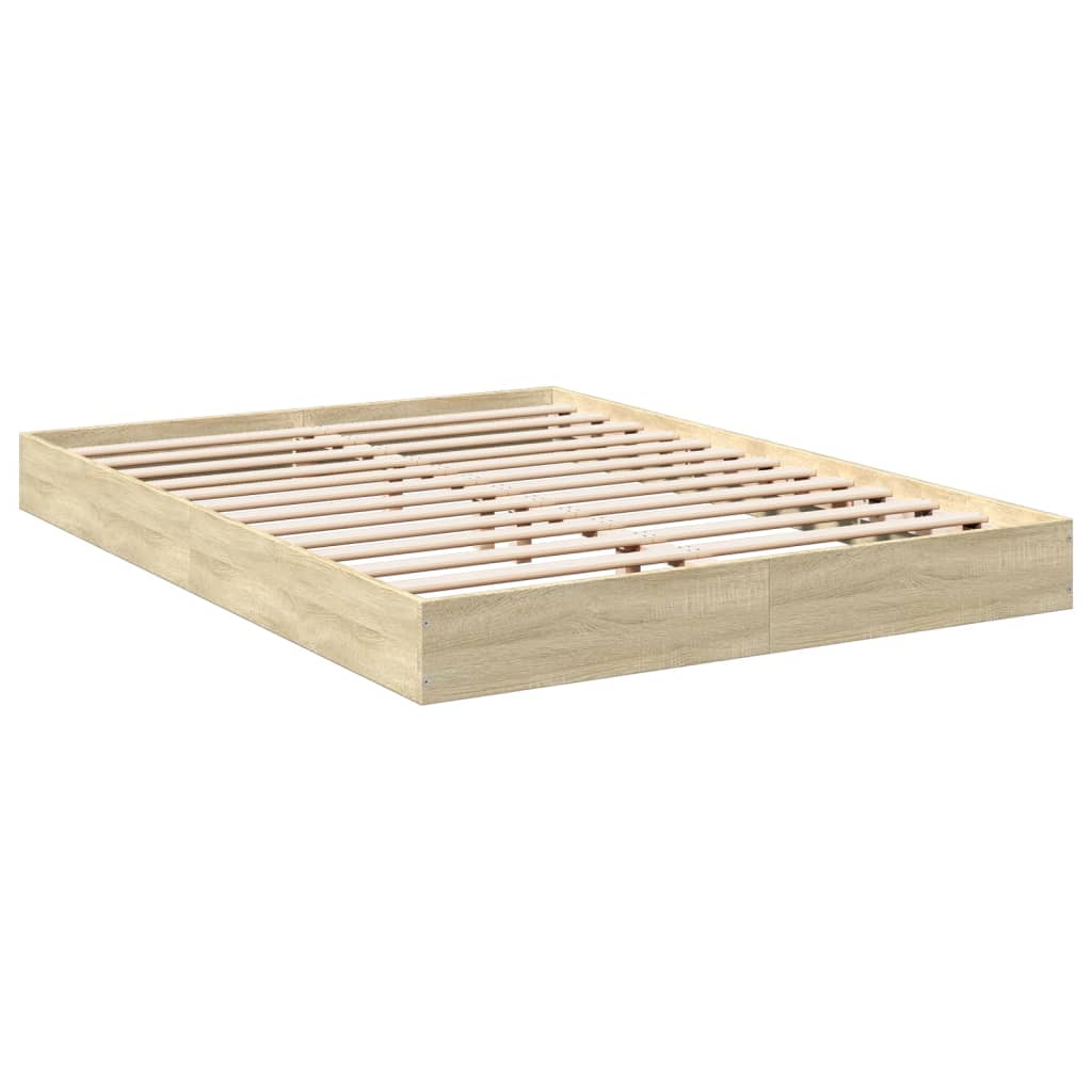 Bed Frame without Mattress Sonoma Oak 140x200 cm Engineered Wood