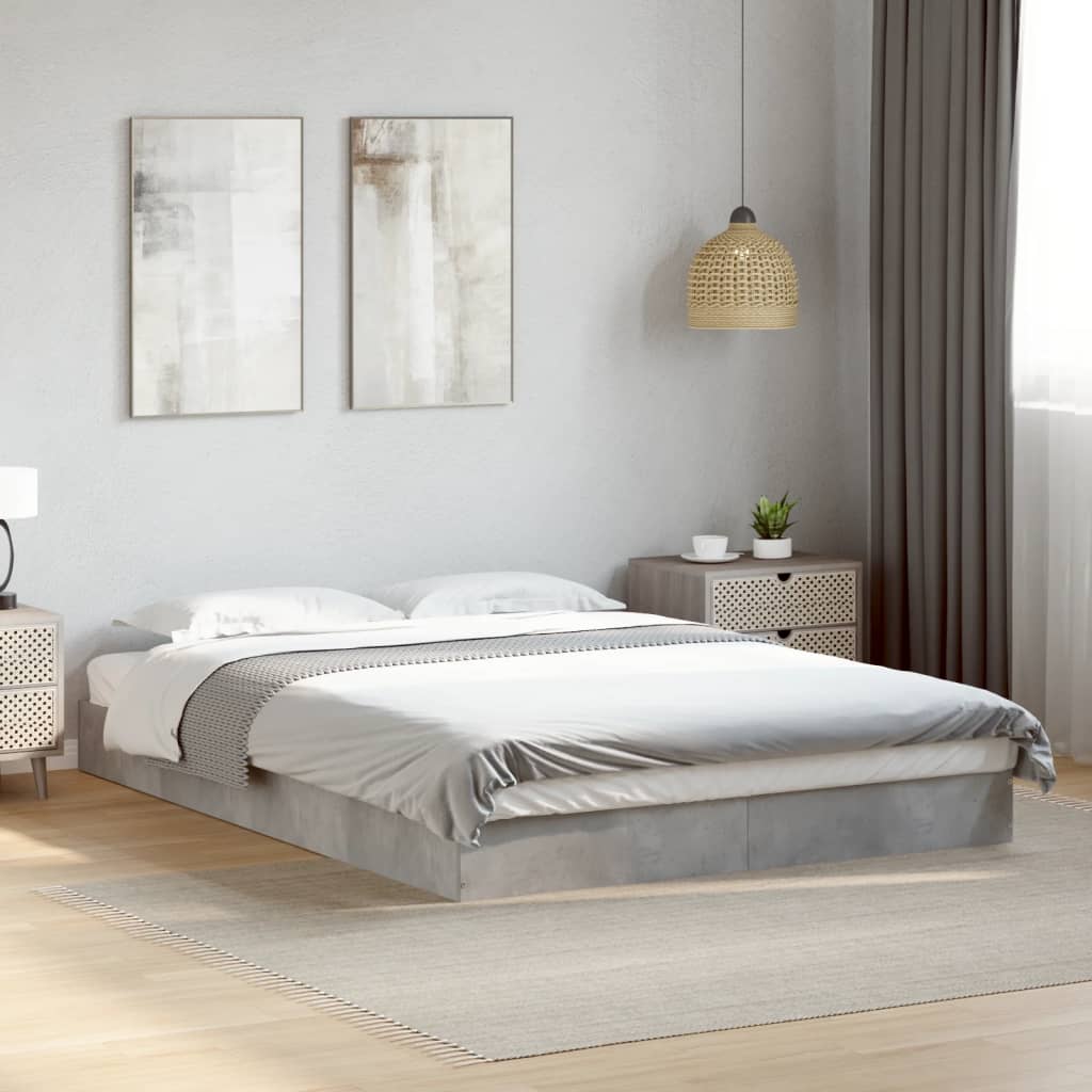 Bed Frame without Mattress Concrete Grey 140x200 cm