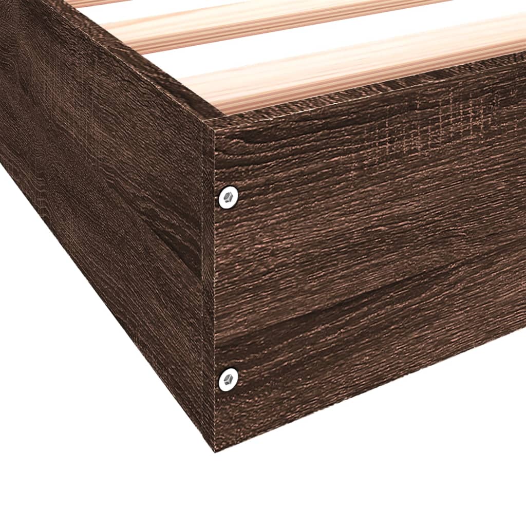 Bed Frame without Mattress Brown Oak 100x200 cm Engineered Wood