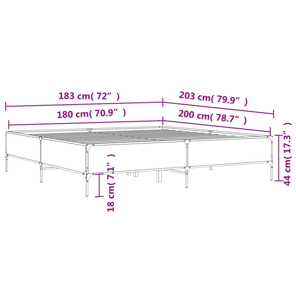Bed Frame without Mattress Sonoma Oak 180x200 cm Super King