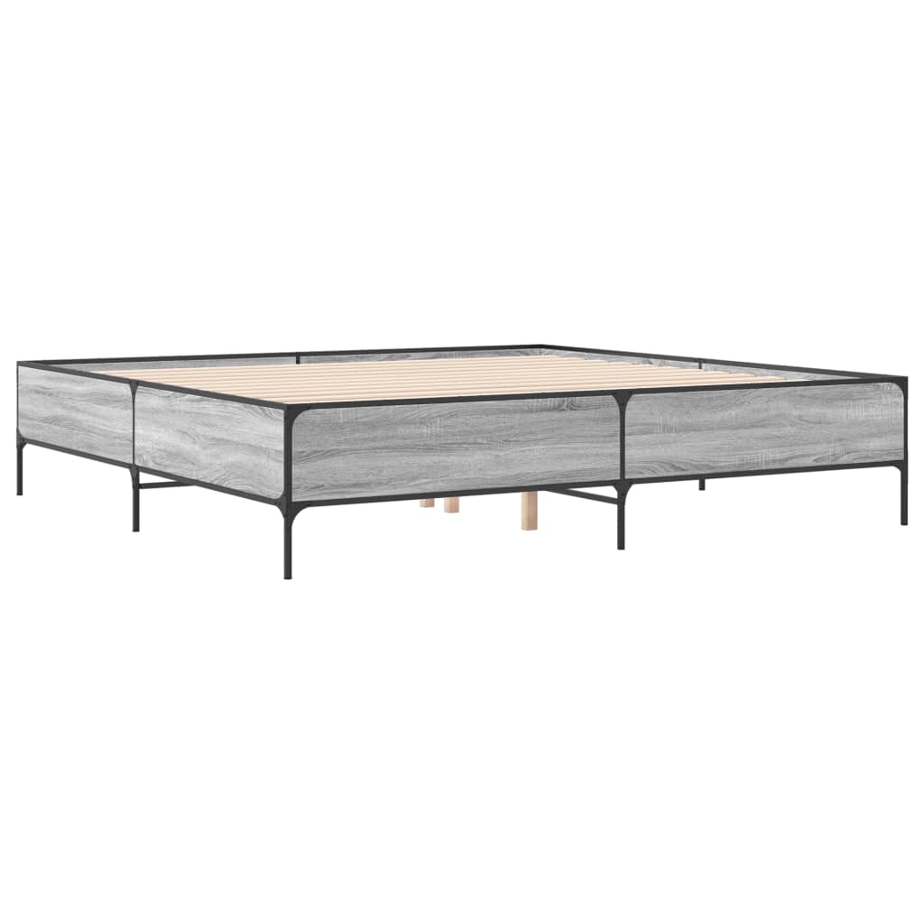 Bed Frame without Mattress Grey Sonoma 180x200 cm Super King
