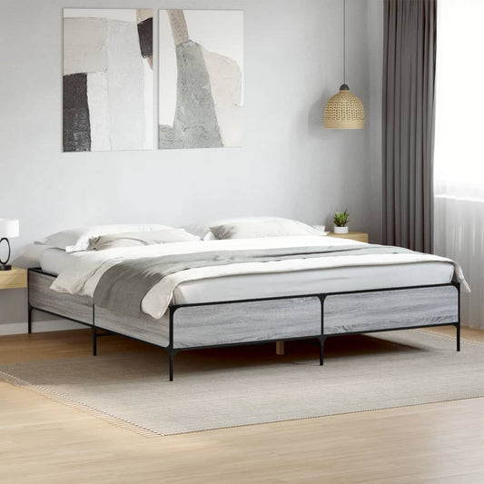 Bed Frame without Mattress Grey Sonoma 180x200 cm Super King