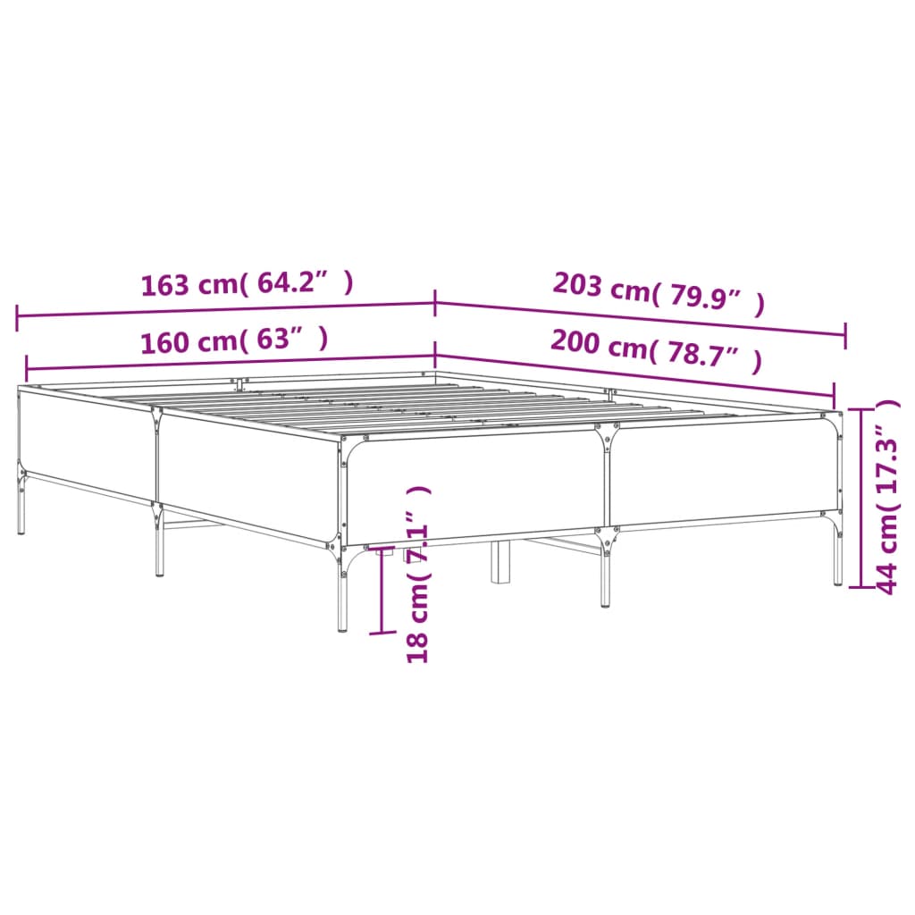 Bed Frame without Mattress Sonoma Oak 160x200 cm