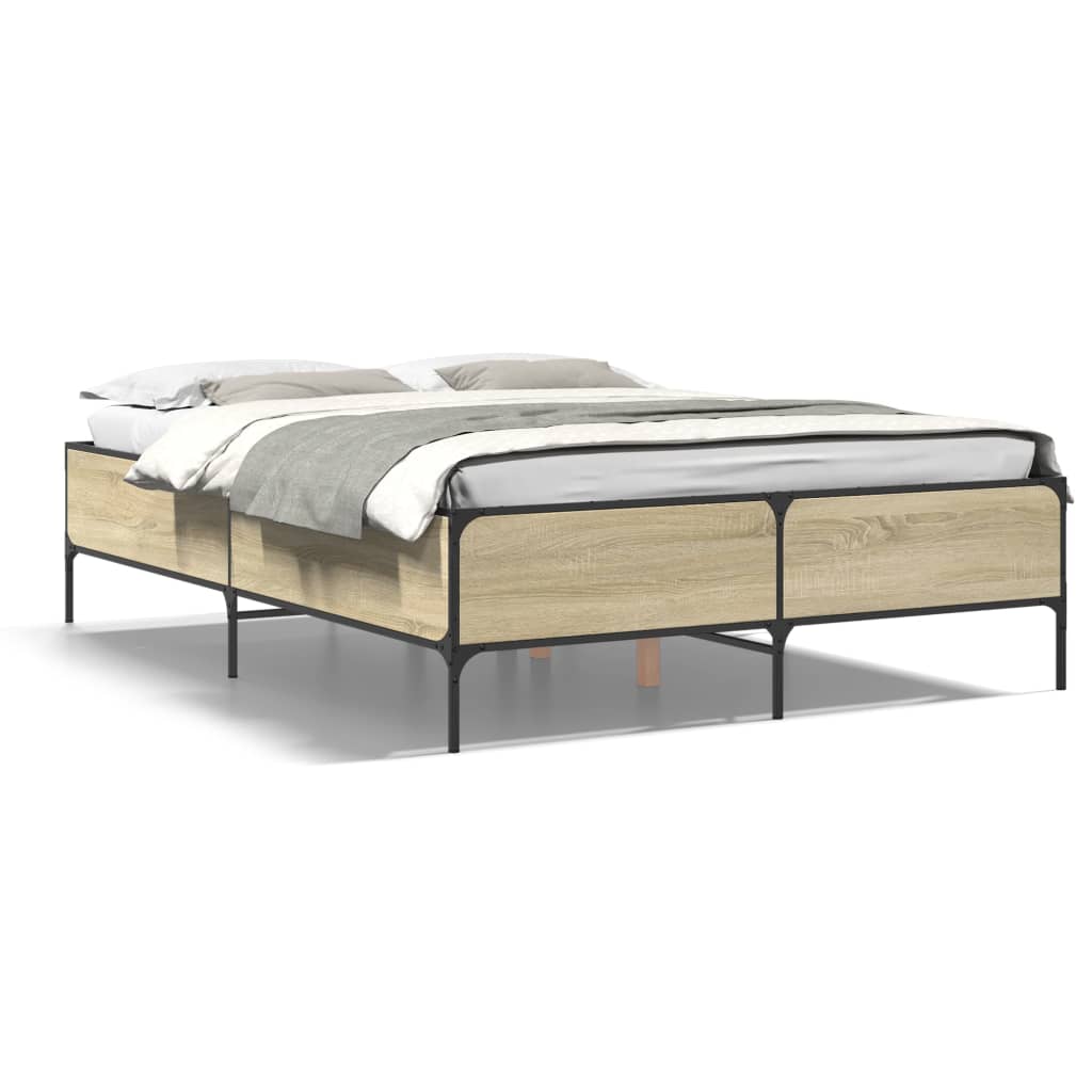Bed Frame without Mattress Sonoma Oak 150x200 cm King Size