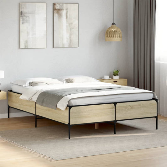 Bed Frame without Mattress Sonoma Oak 140x200 cm