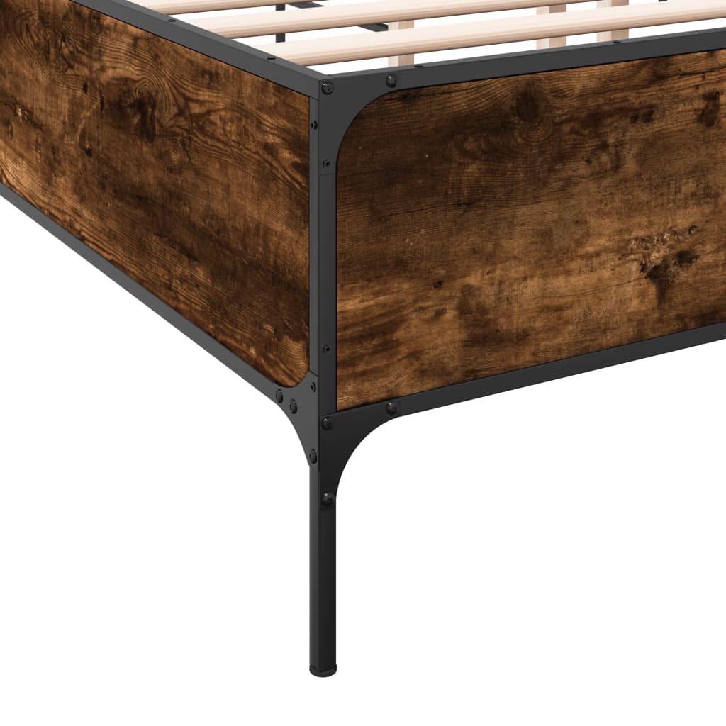 Bed Frame without Mattress Smoked Oak 140x200 cm