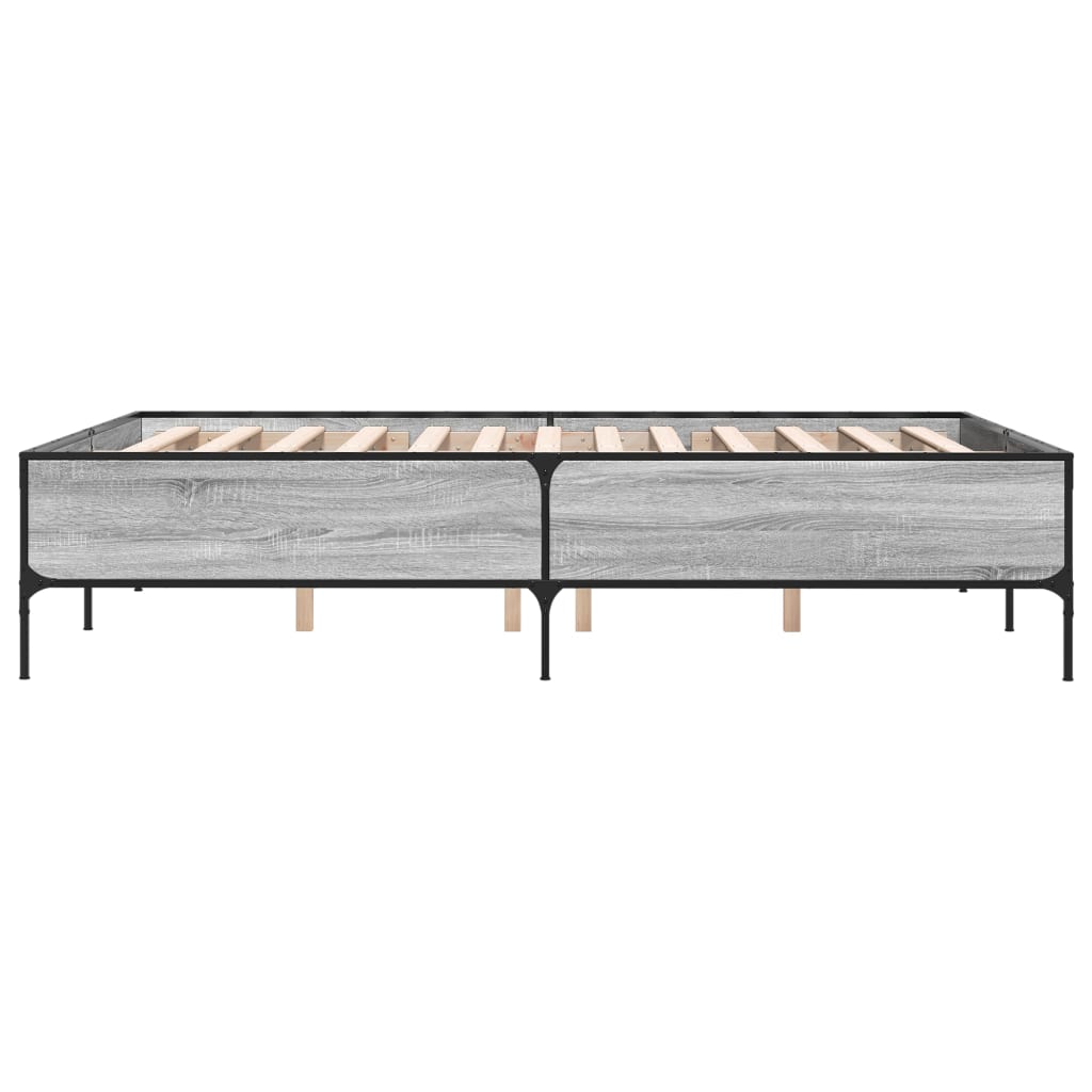Bed Frame without Mattress Grey Sonoma 140x200 cm