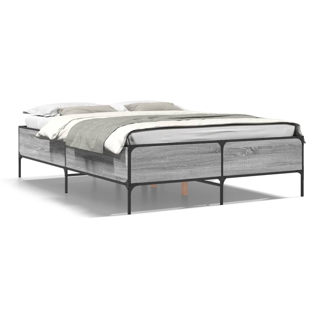 Bed Frame without Mattress Grey Sonoma 140x190 cm