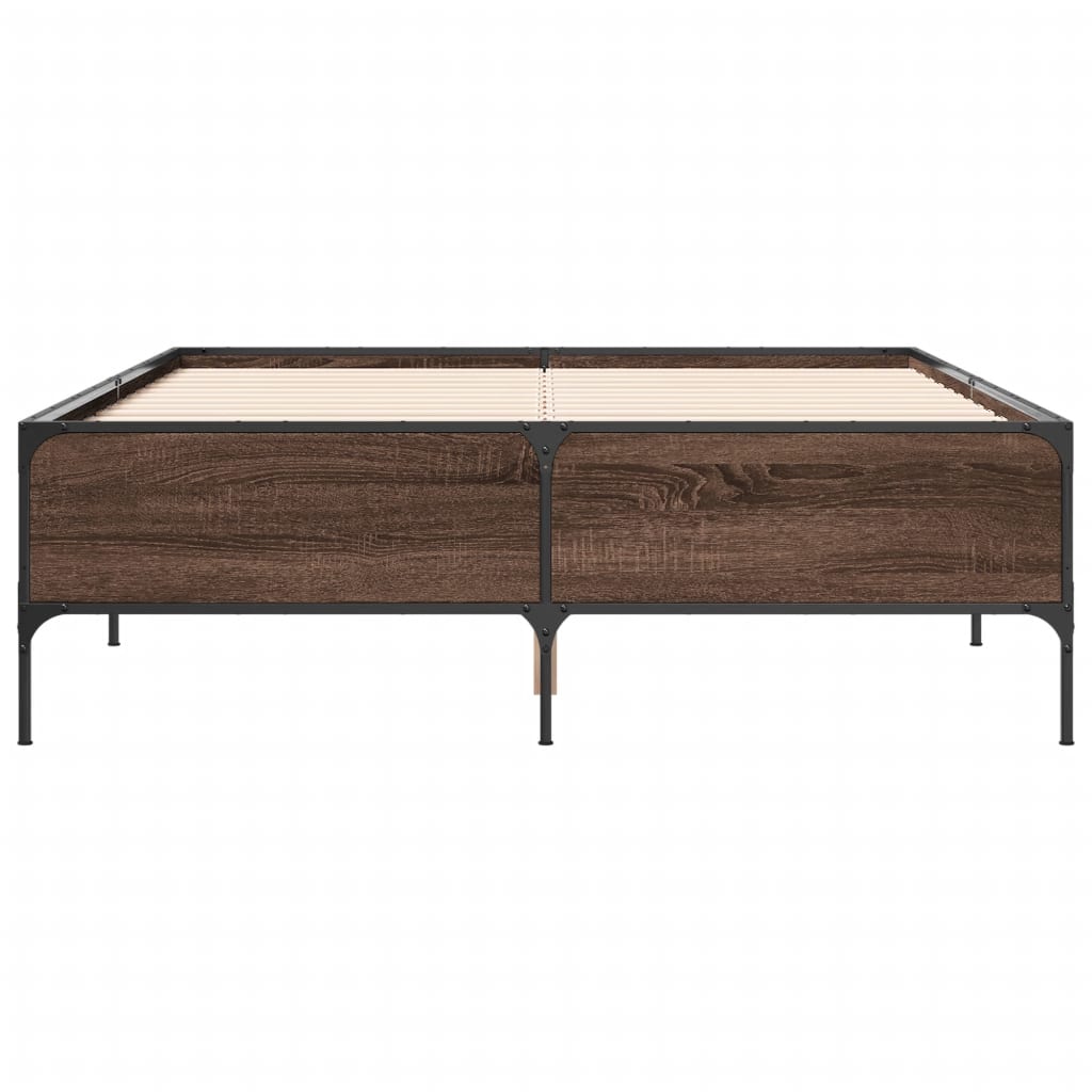 Bed Frame without Mattress Brown Oak 140x190 cm