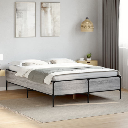 Bed Frame without Mattress Grey Sonoma 135x190 cm Double