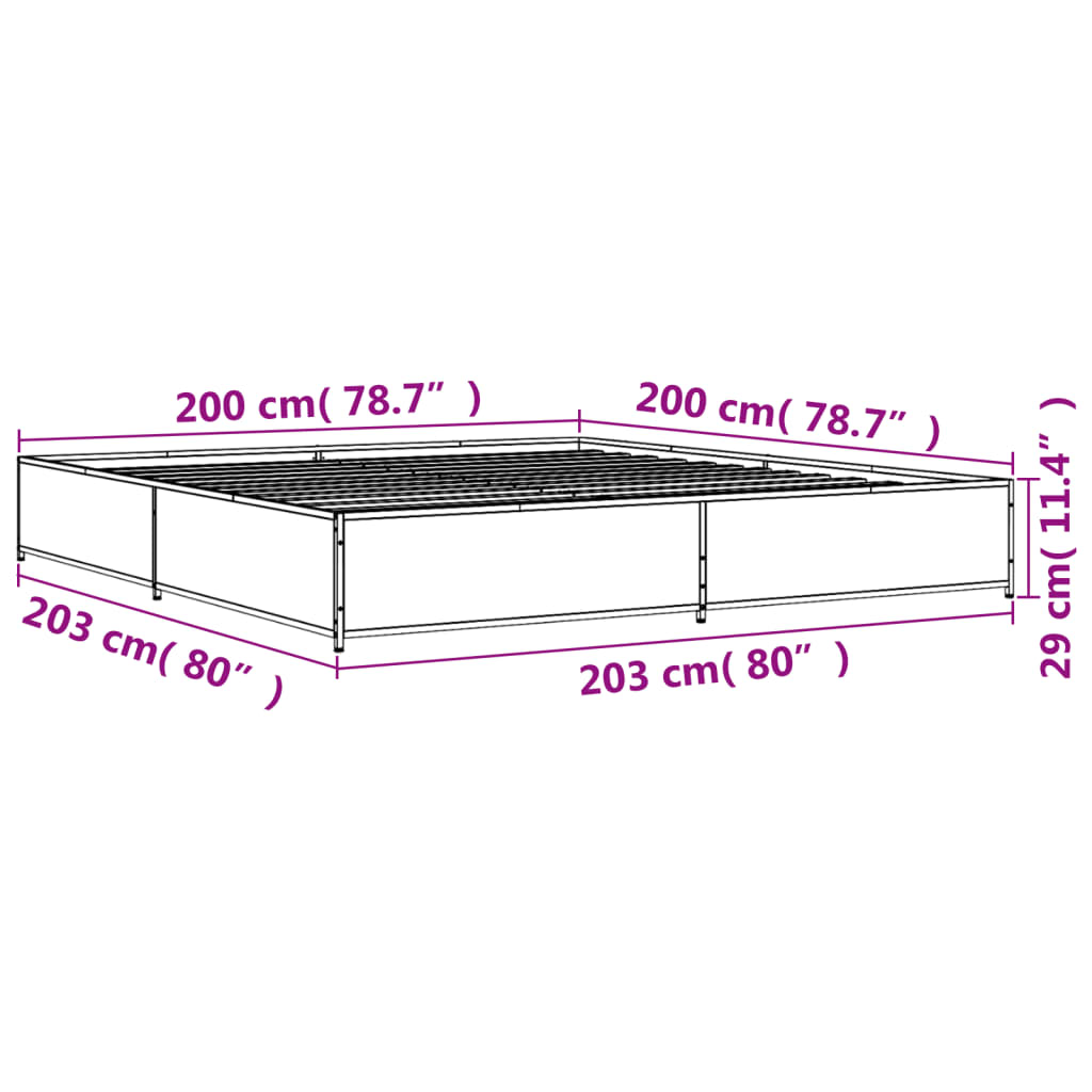 Bed Frame without Mattress Black 200x200 cm