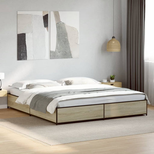 Bed Frame without Mattress Sonoma Oak 200x200 cm
