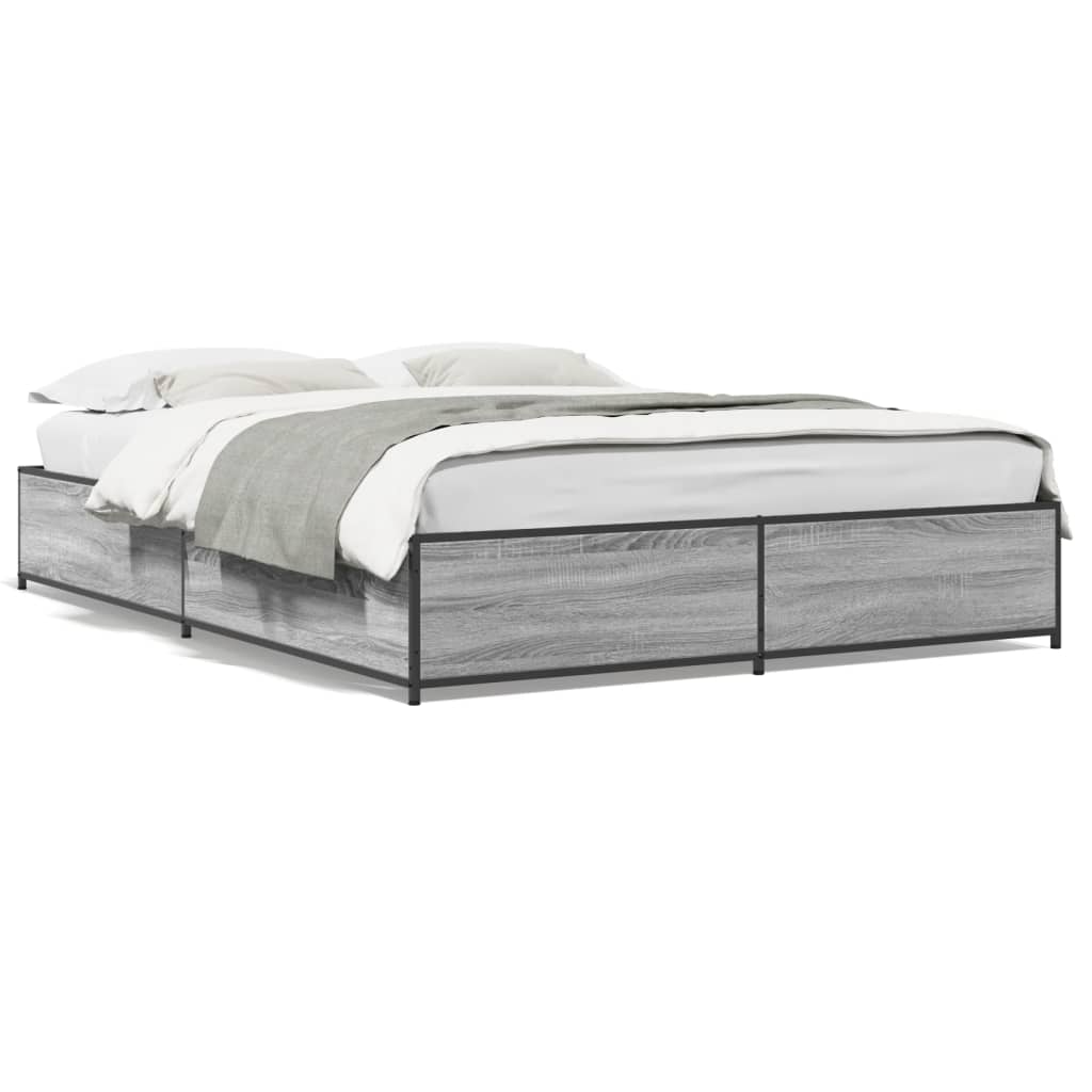 Bed Frame without Mattress Grey Sonoma 150x200 cm King Size