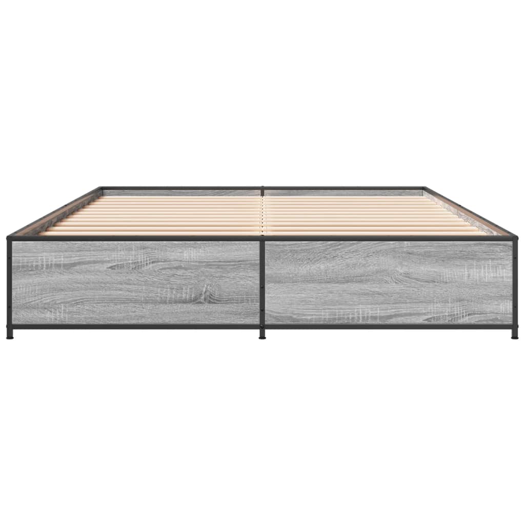 Bed Frame without Mattress Grey Sonoma 150x200 cm King Size