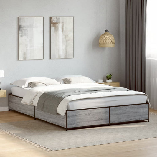 Bed Frame without Mattress Grey Sonoma 150x200 cm King Size