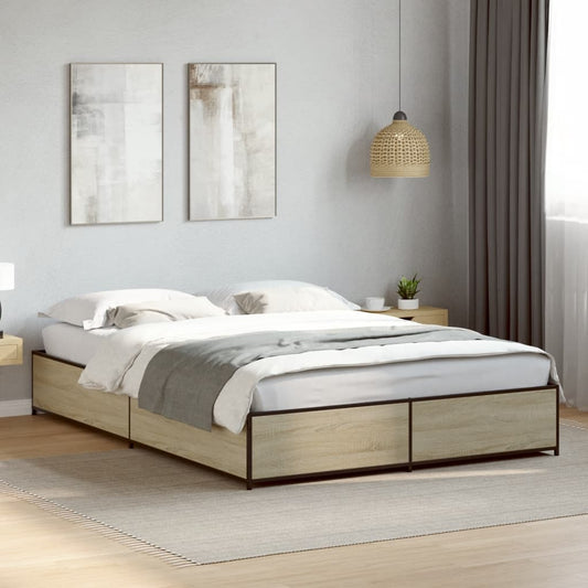 Bed Frame without Mattress Sonoma Oak 140x200 cm