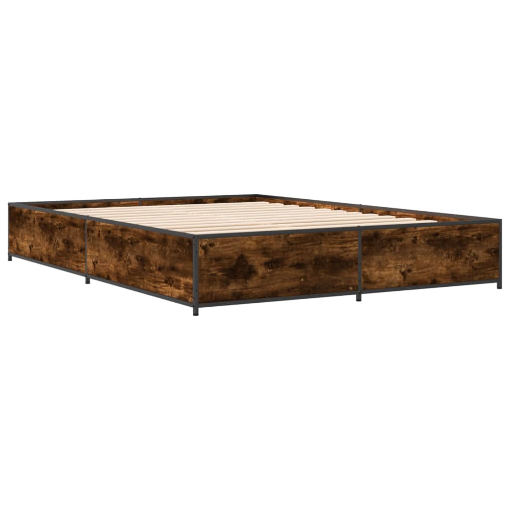 Bed Frame without Mattress Smoked Oak 140x200 cm