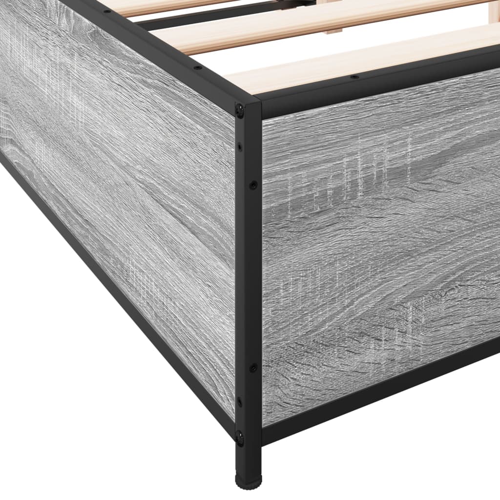 Bed Frame without Mattress Grey Sonoma 140x200 cm