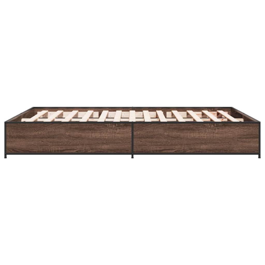 Bed Frame without Mattress Brown Oak 140x200 cm