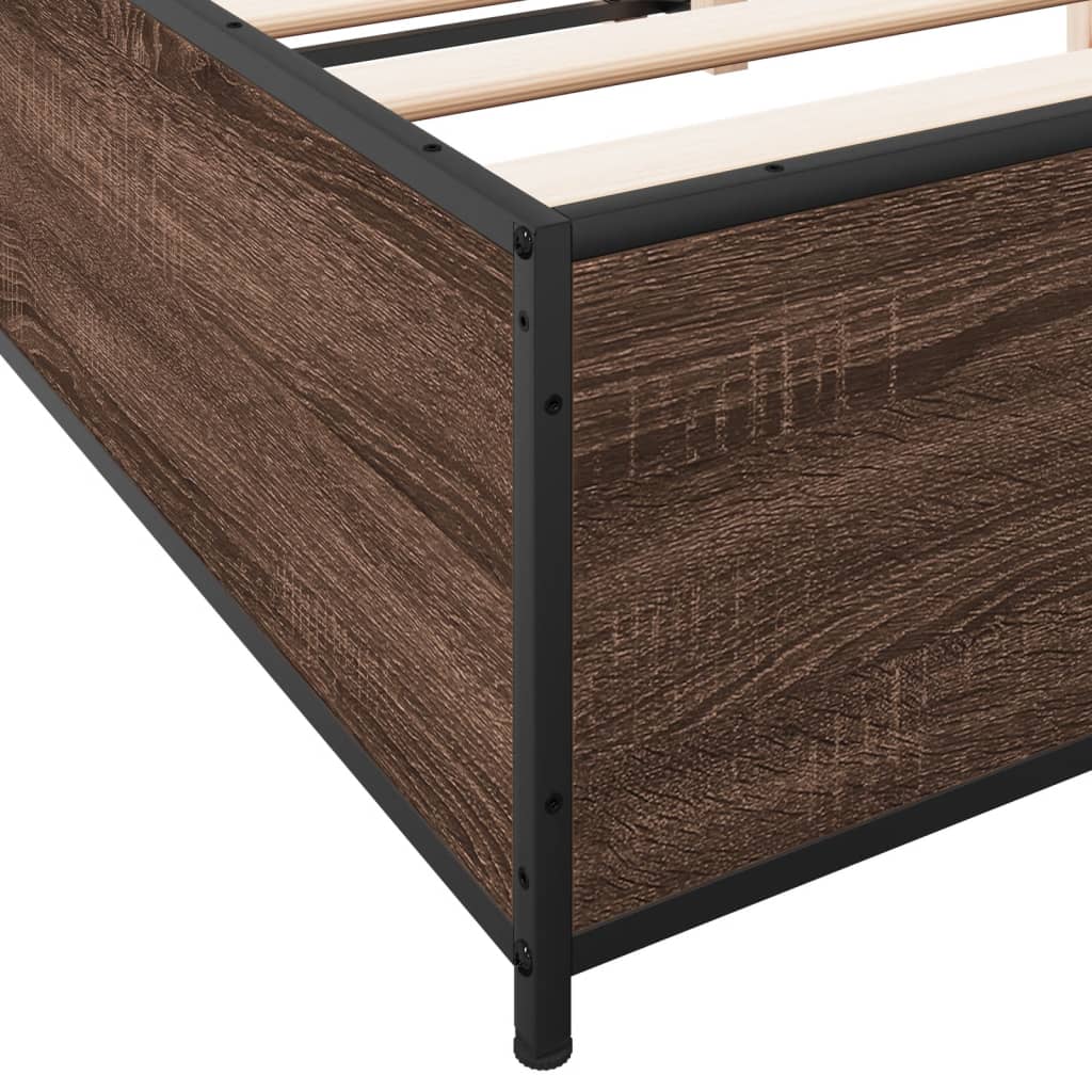 Bed Frame without Mattress Brown Oak 140x200 cm