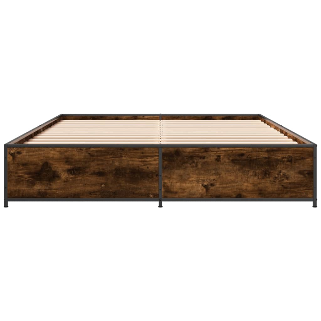 Bed Frame without Mattress Smoked Oak 140x190 cm