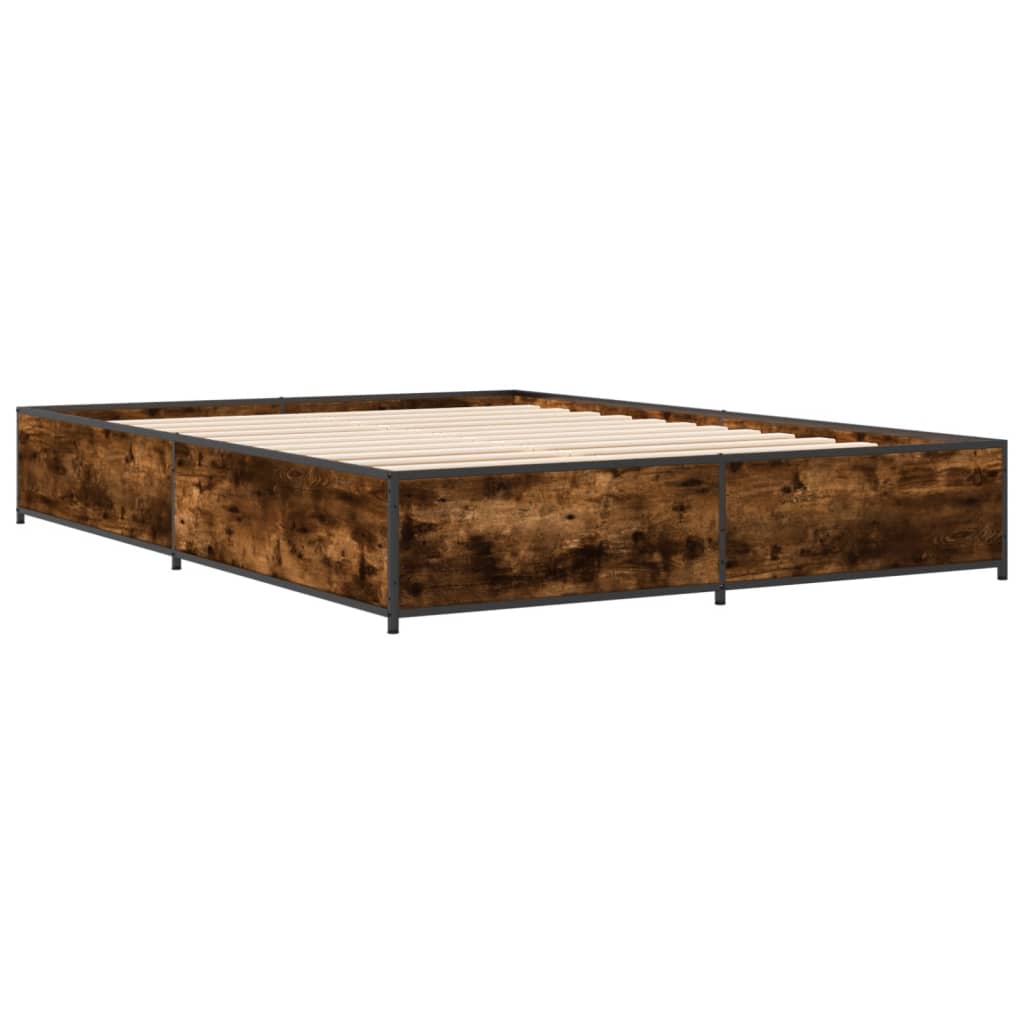 Bed Frame without Mattress Smoked Oak 140x190 cm