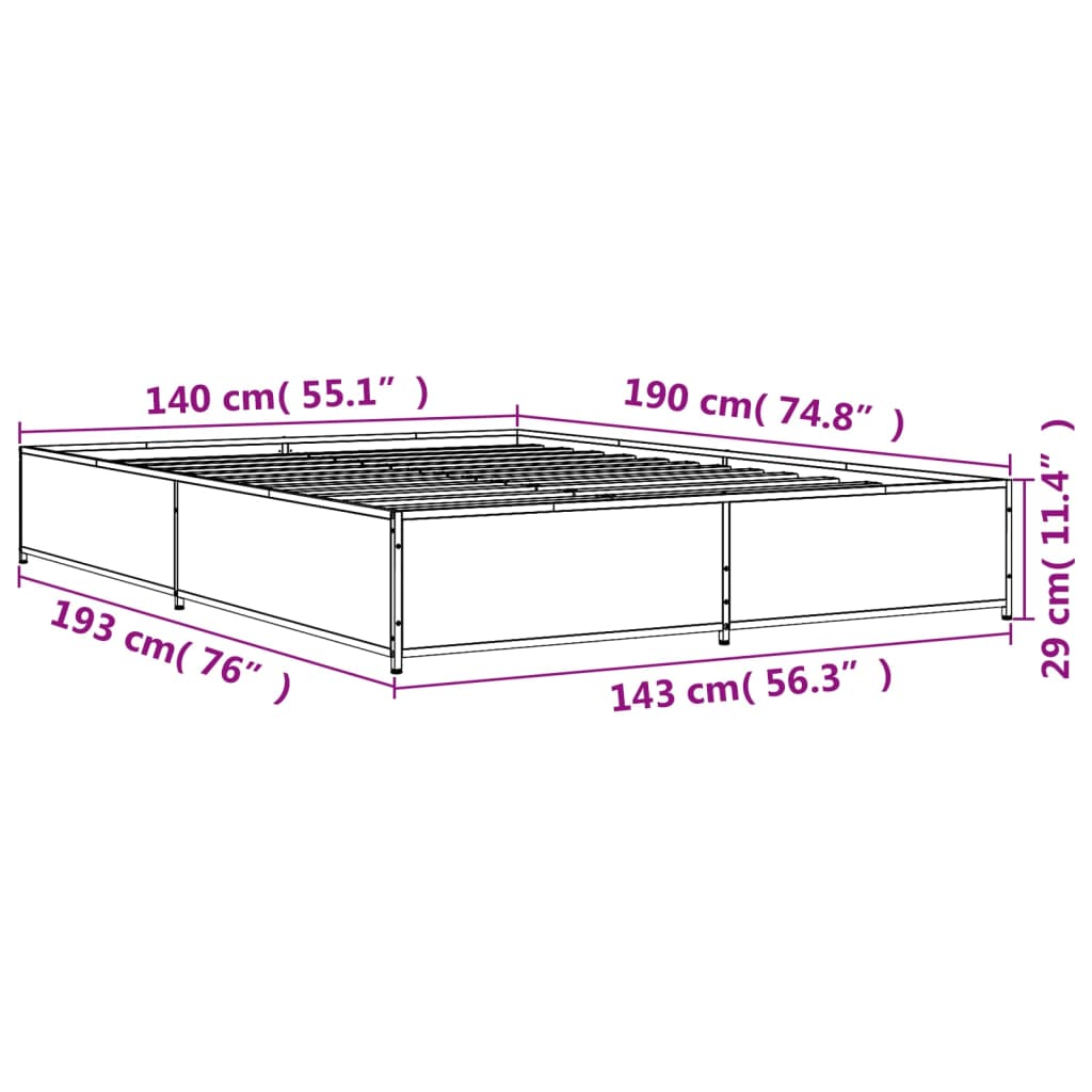 Bed Frame without Mattress Smoked Oak 140x190 cm
