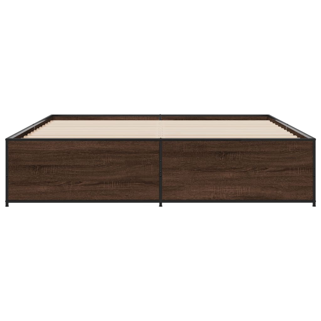 Bed Frame without Mattress Brown Oak 200x200 cm