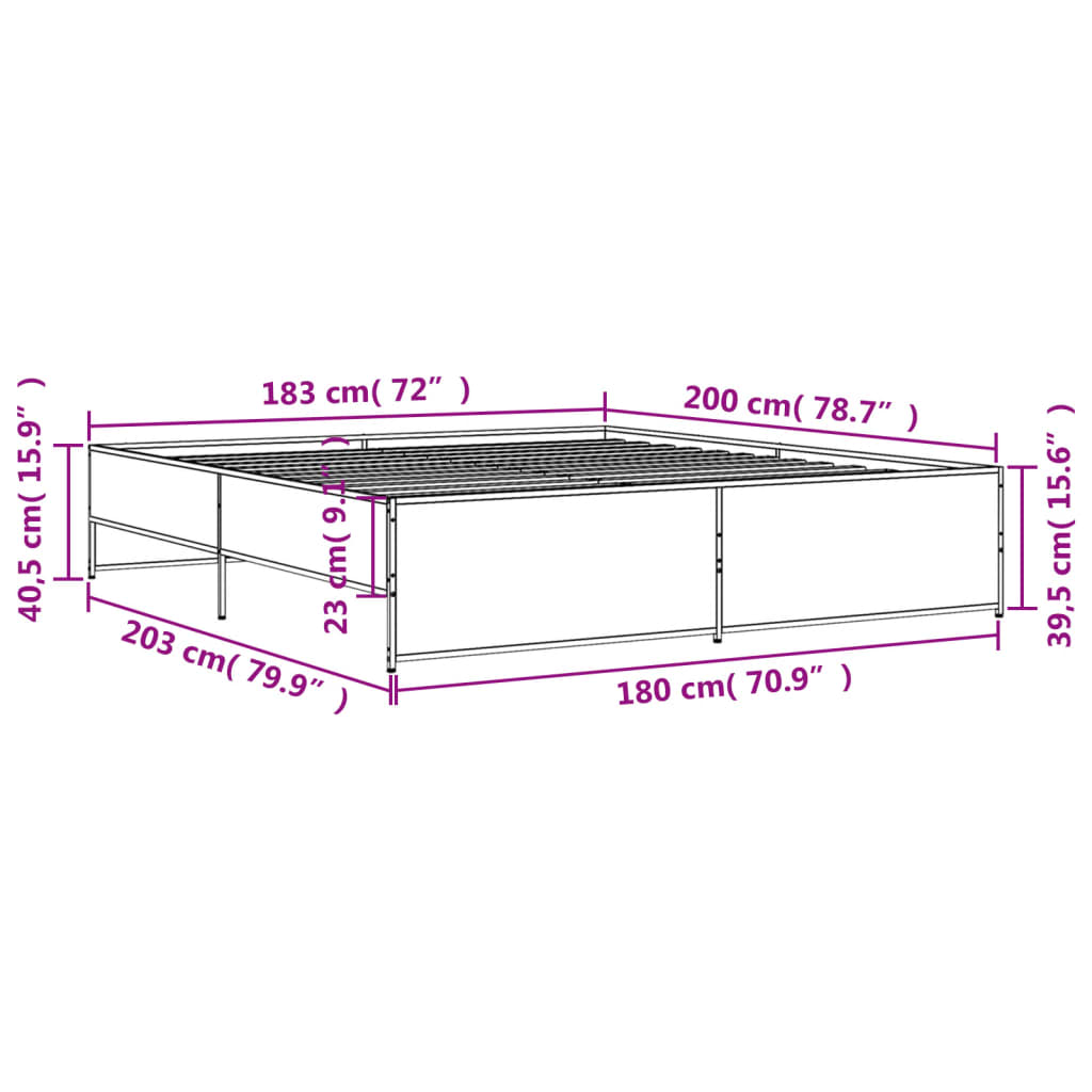 Bed Frame without Mattress Black 180x200 cm Super King