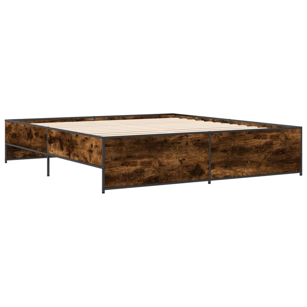 Bed Frame without Mattress Smoked Oak 180x200 cm Super King
