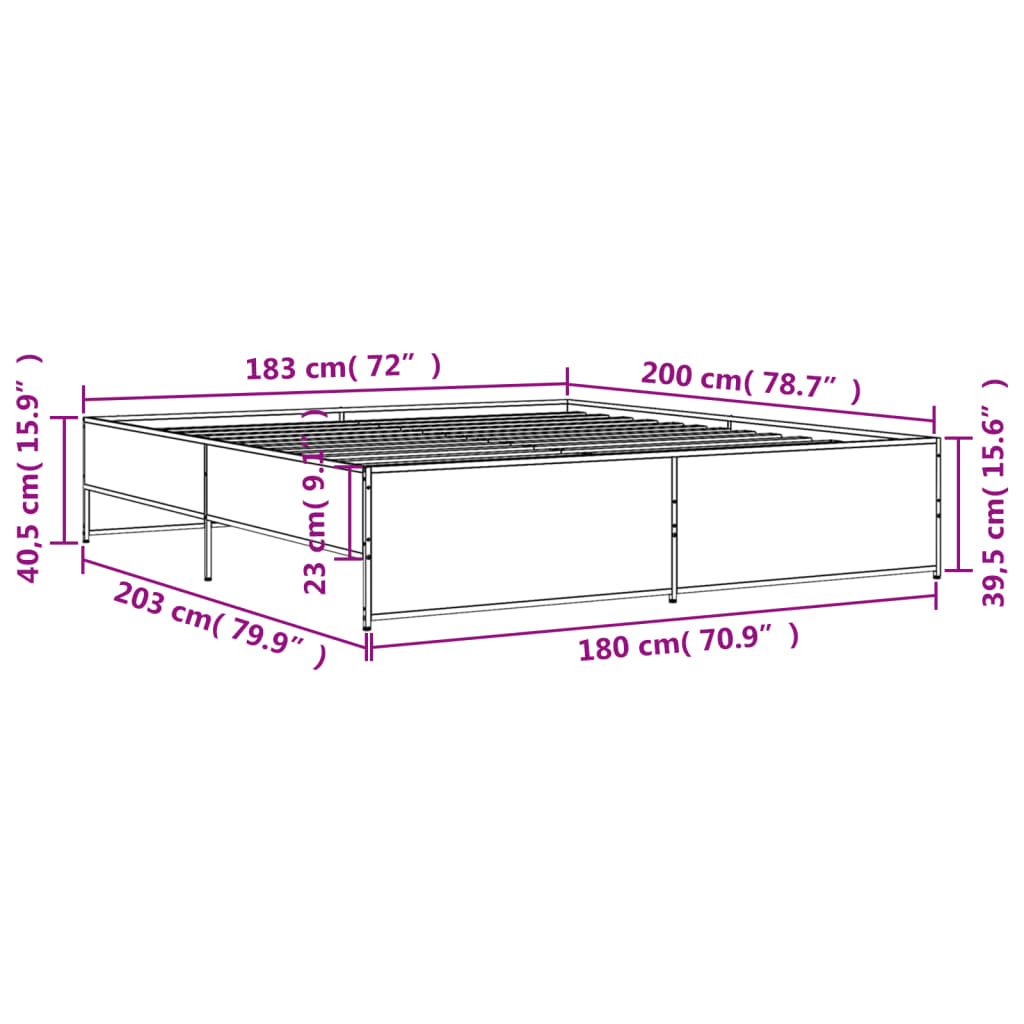 Bed Frame without Mattress Smoked Oak 180x200 cm Super King