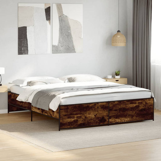 Bed Frame without Mattress Smoked Oak 180x200 cm Super King