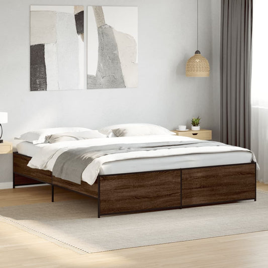 Bed Frame without Mattress Brown Oak 180x200 cm Super King