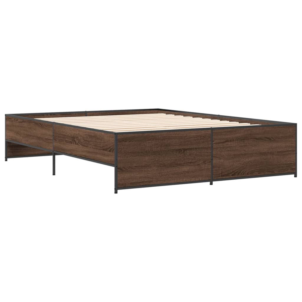 Bed Frame without Mattress Brown Oak 150x200 cm King Size