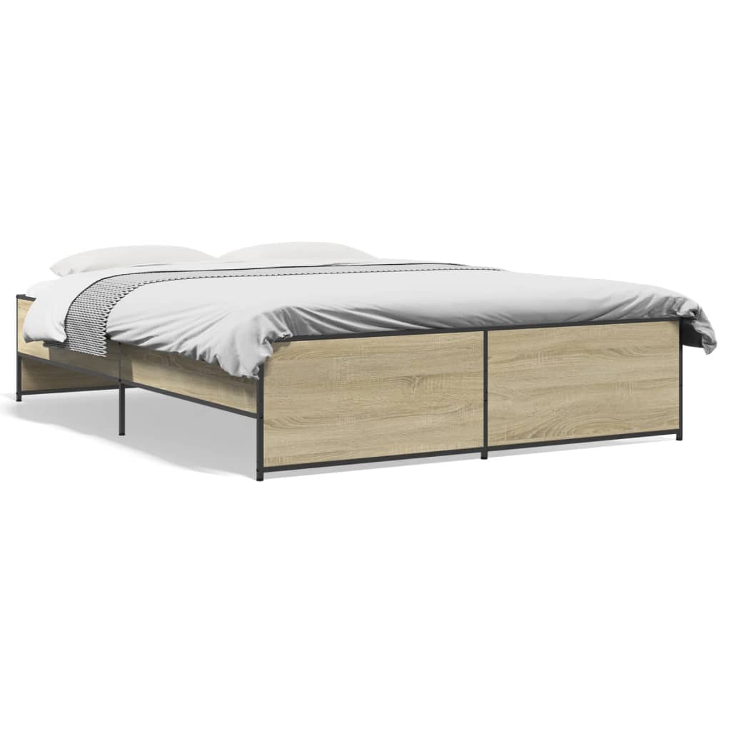 Bed Frame without Mattress Sonoma Oak 140x200 cm