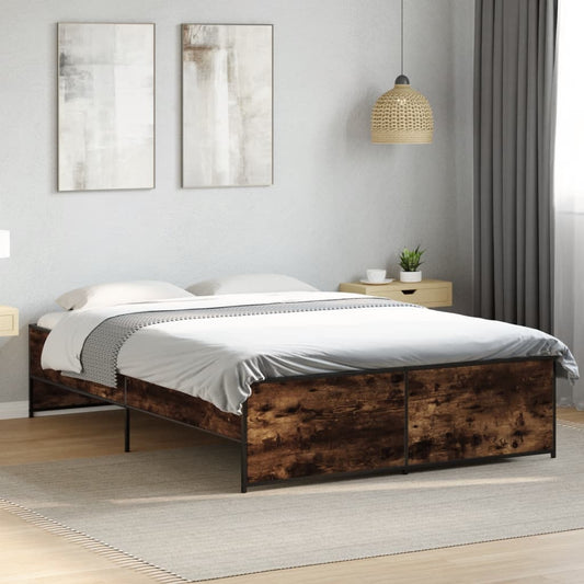 Bed Frame without Mattress Smoked Oak 135x190 cm Double