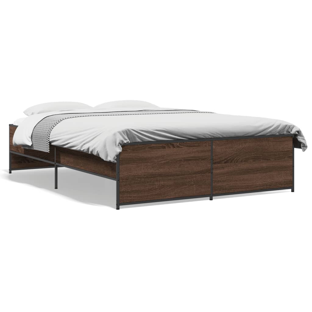 Bed Frame without Mattress Brown Oak 135x190 cm Double