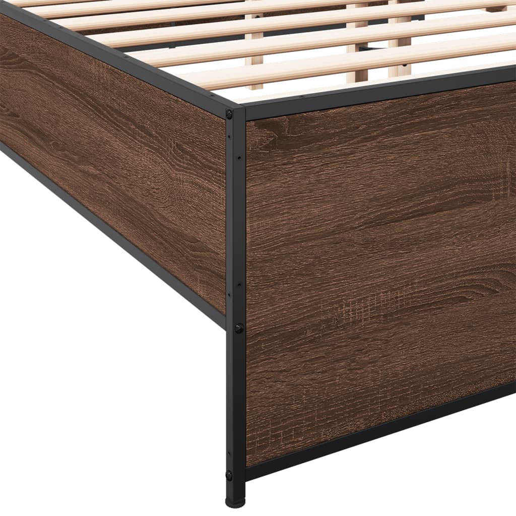Bed Frame without Mattress Brown Oak 135x190 cm Double