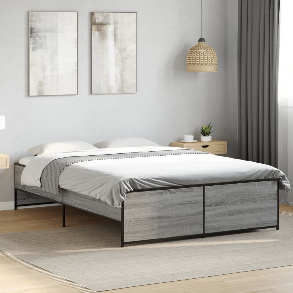 Bed Frame without Mattress Grey Sonoma 120x190 cm Small Double