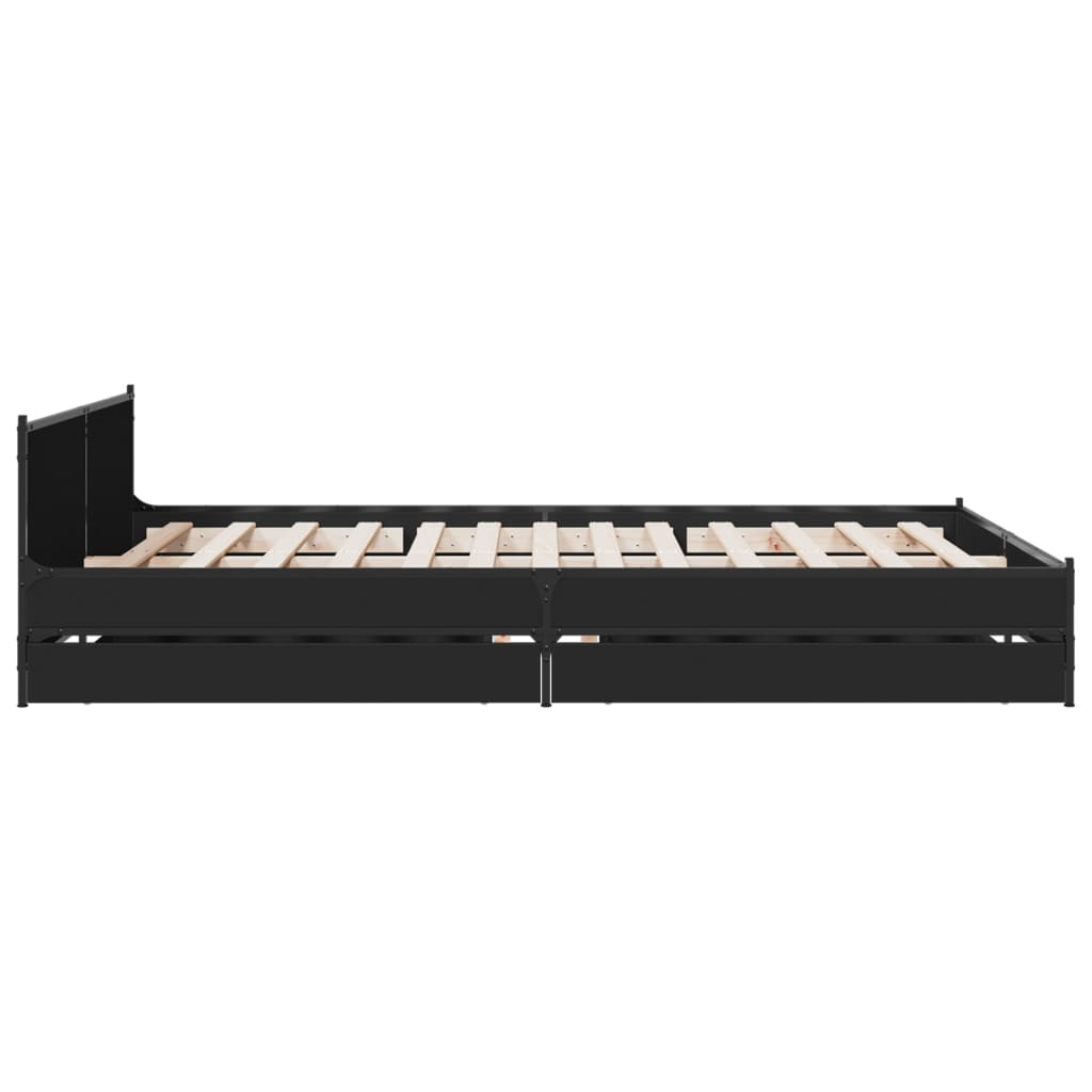 Bed Frame with Drawers without Mattress Black 150x200 cm King Size