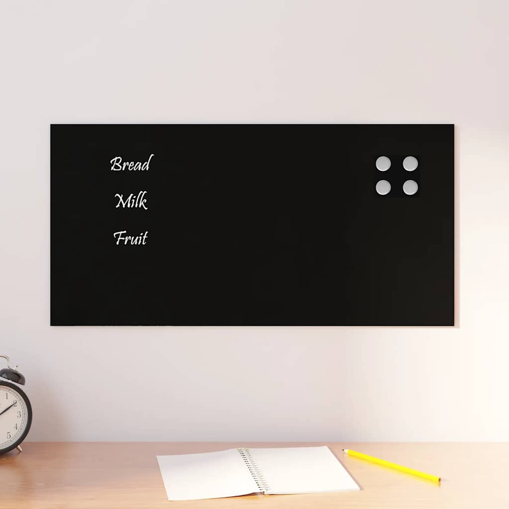 Wall-mounted Magnetic Board Black 60x30 cm Tempered Glass